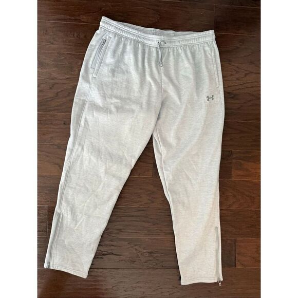 NEW Under Armour White Gray Zip Ankle Joggers XXL - Picture 1 of 8